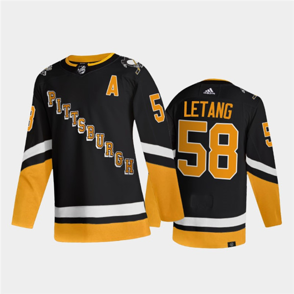 Men's Pittsburgh Penguins #58 Kris Letang 2021/2022 Black Stitched Jersey